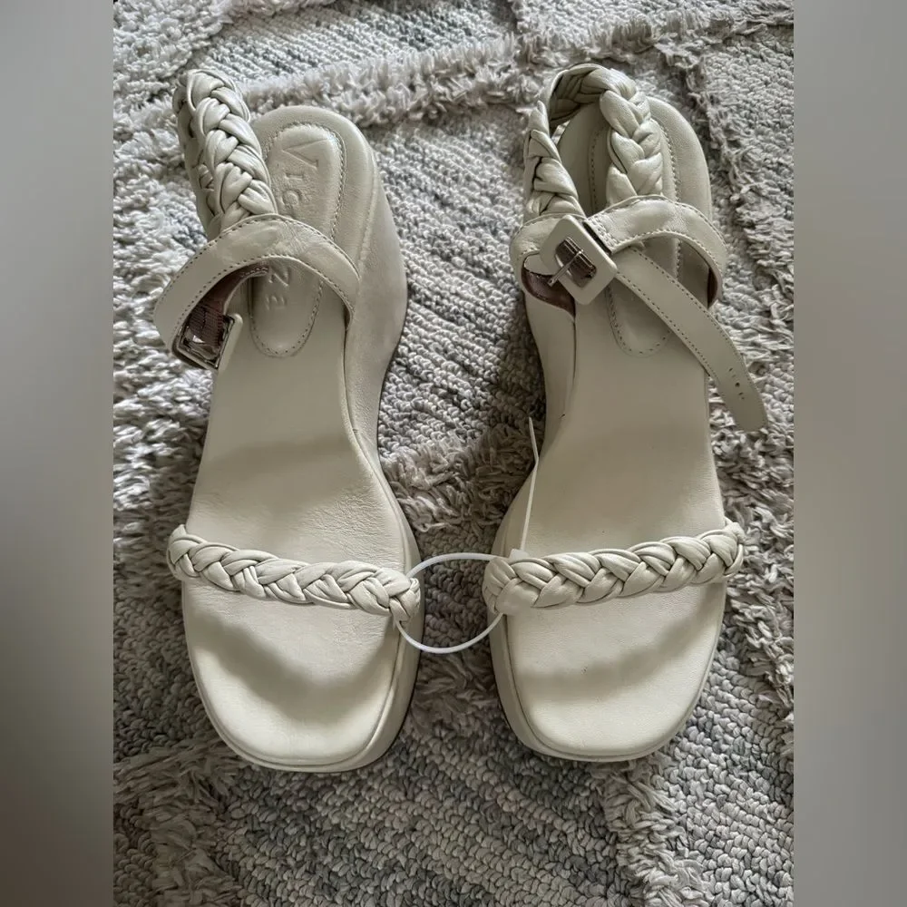 Vicenza CREME Women's Braided Platform Heel Sandal US 9 EU 40